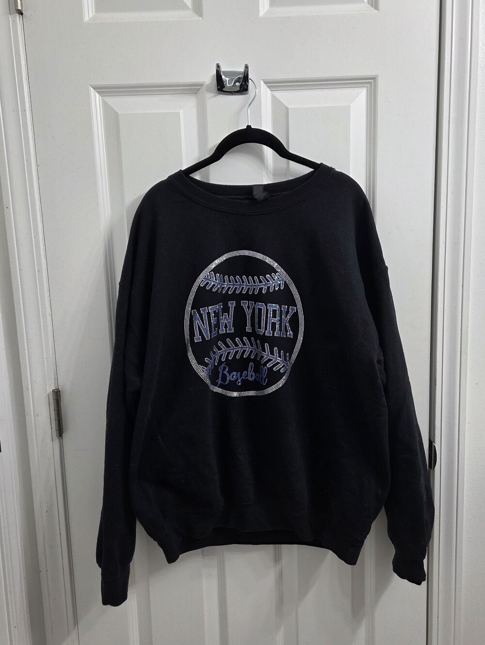 Black New York Baseball Crewneck Sweatshirt